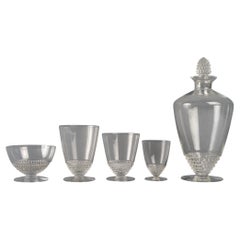 Vintage 1930 René Lalique, Set of Tablewares Glasses Nippon Clear Glass, 33 Pieces