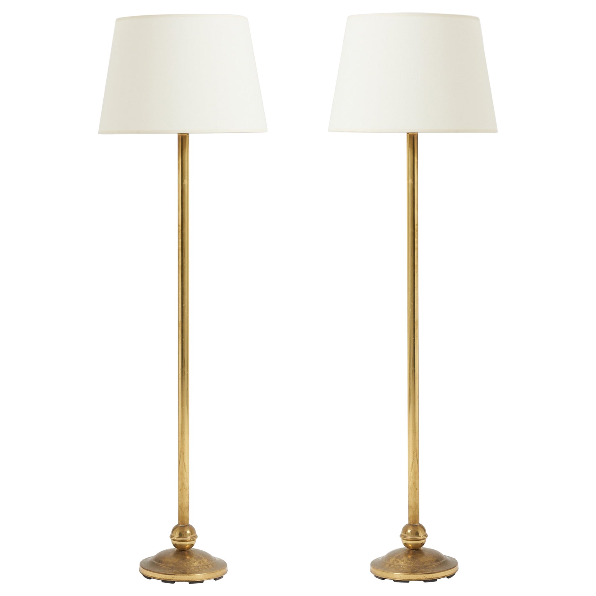 Pair of Midcentury Brass Floor Lamps