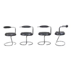 Retro Set of 4 Black Cobra Chairs by Giotto Stoppino, Italy, 1970s