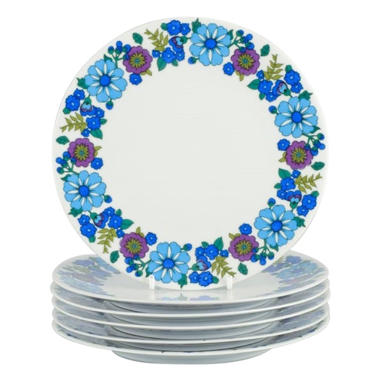 Pmr, Baviera, Jaeger & Co. Juego de seis platos de porcelana con motivos florales