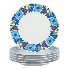 Pmr, Baviera, Jaeger & Co. Juego de seis platos de porcelana con motivos florales
