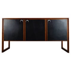 Mid-Century Modern Walnut Sideboard / Credenza with Leather Fronts by Jens Risom