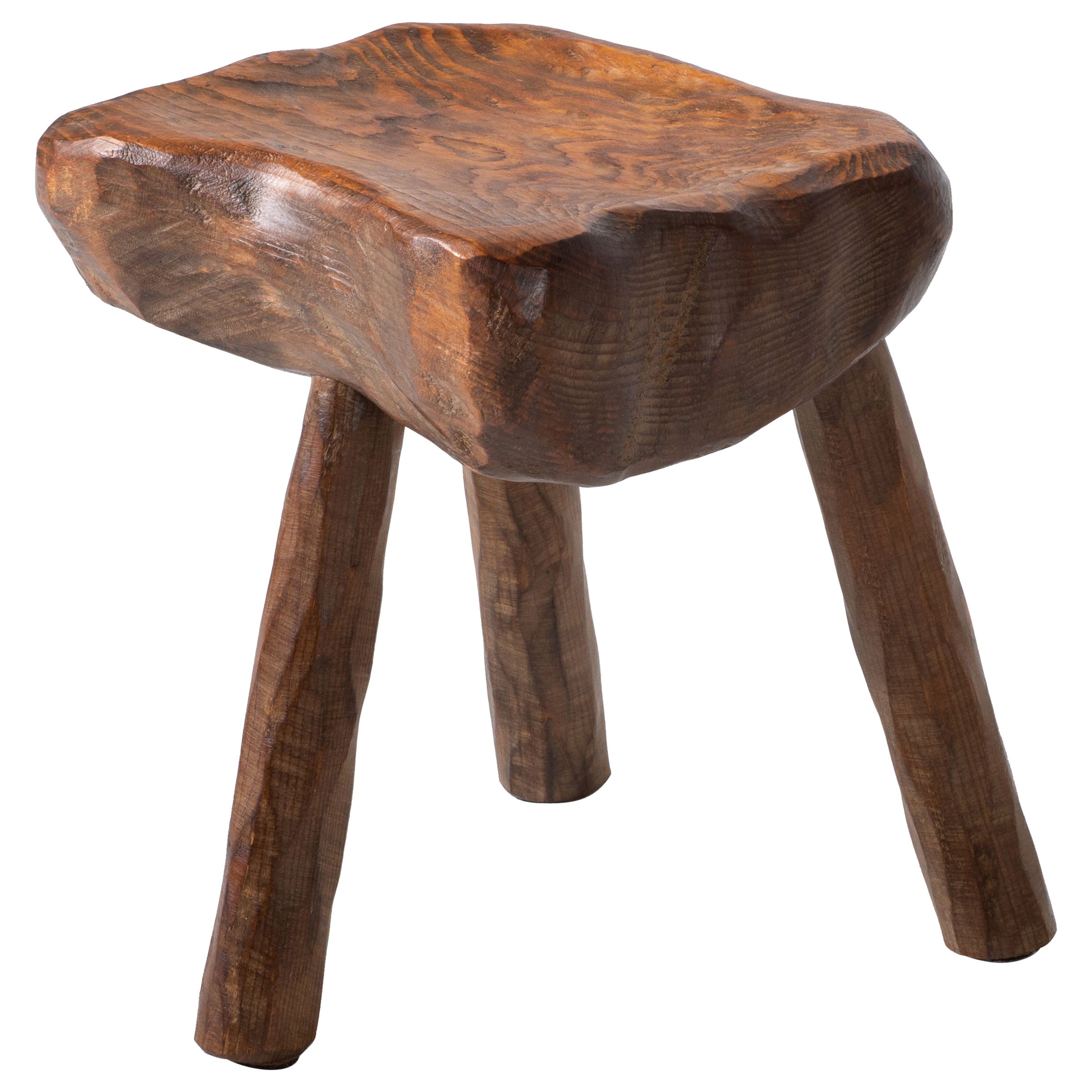 French Brutalist Tripod Stool For Sale