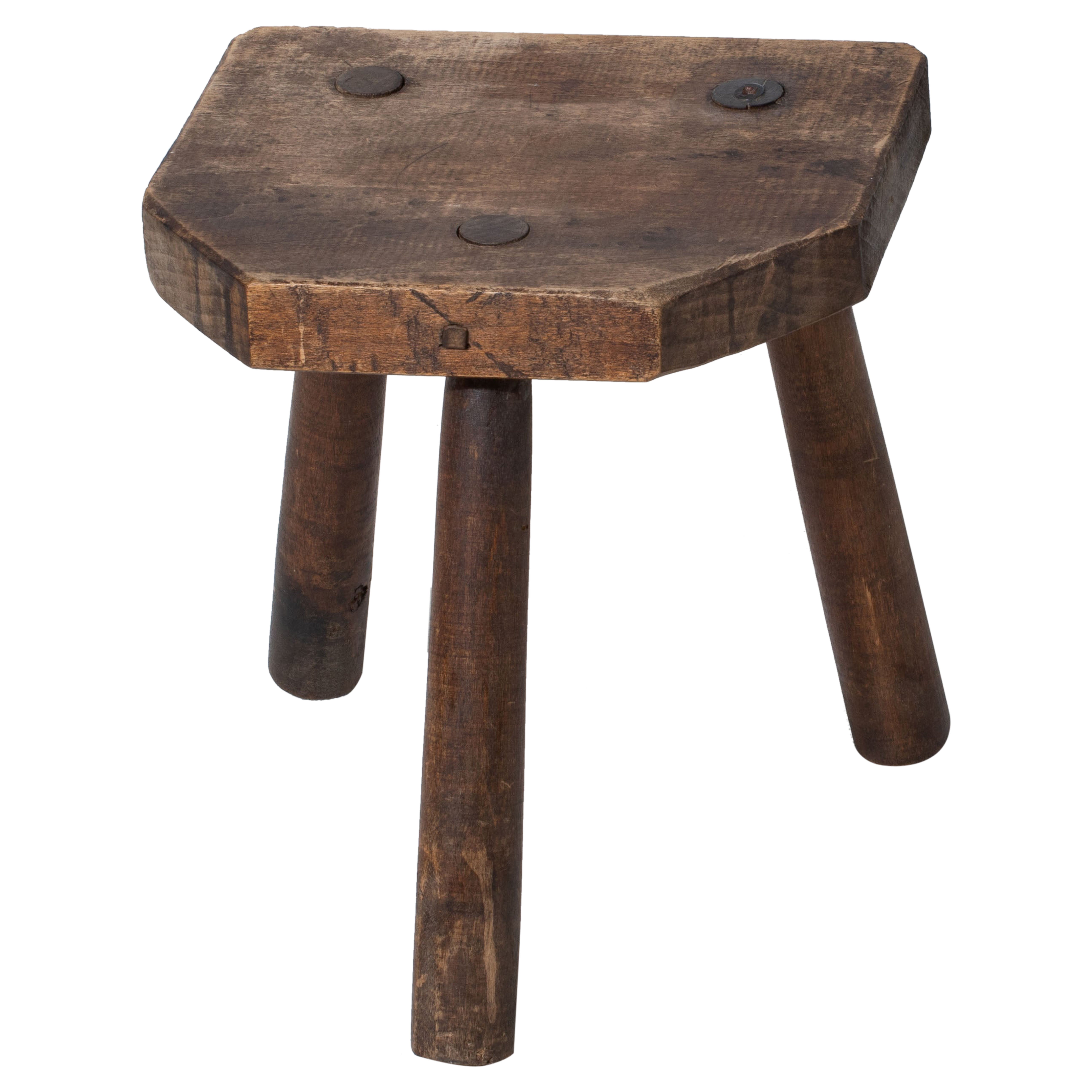 French Midcentury Tripod Stool For Sale