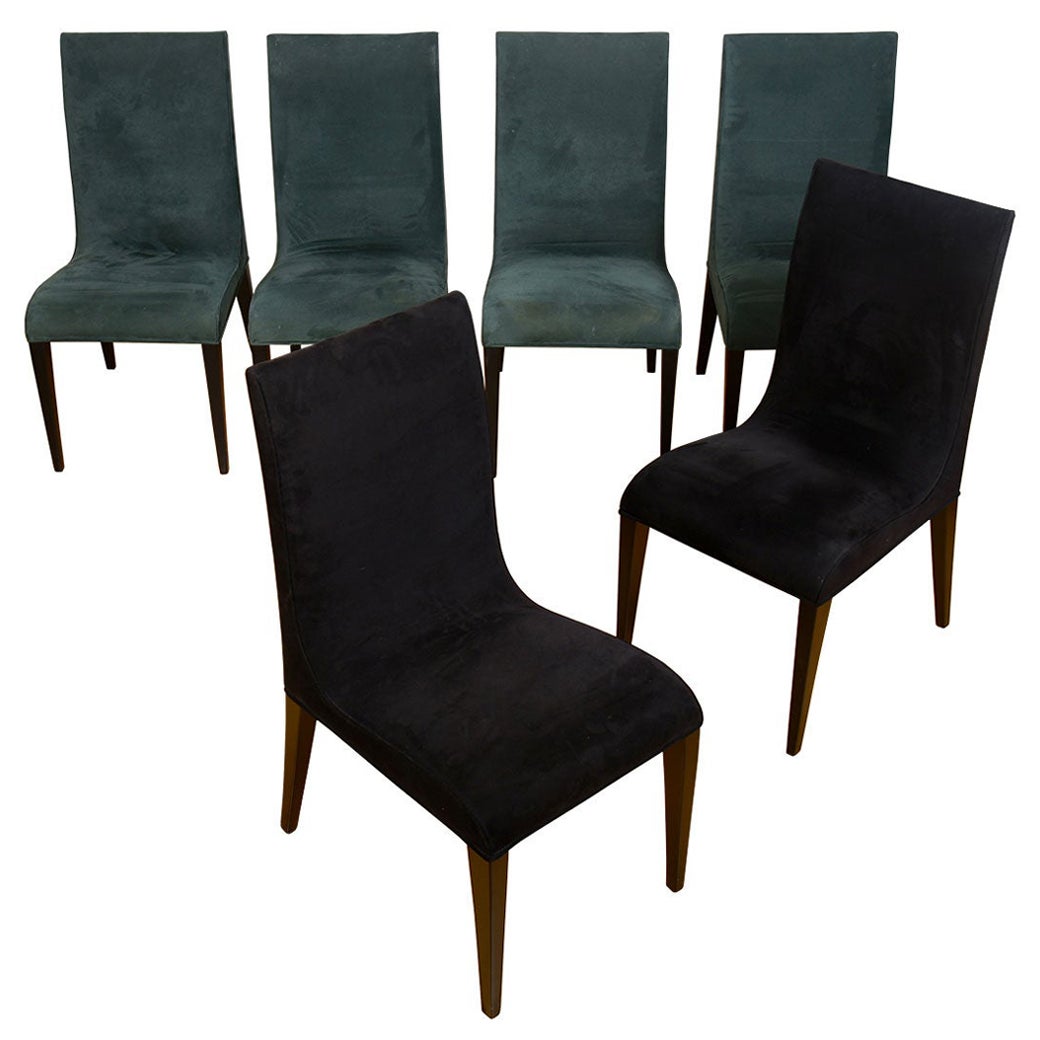 Set of 6 Contemporary Dining Chairs from Theodore’s Upholstered in Ultra Suede For Sale