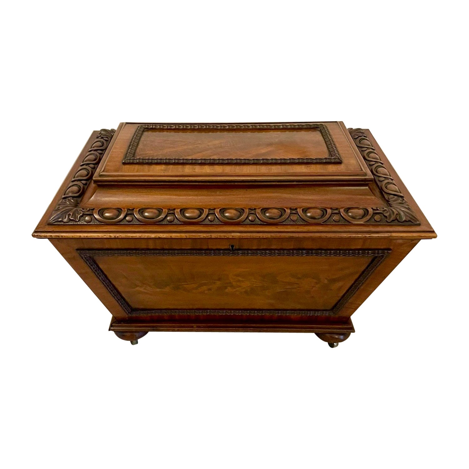 Fine Antique William IV Carved Mahogany Wine Cooler For Sale