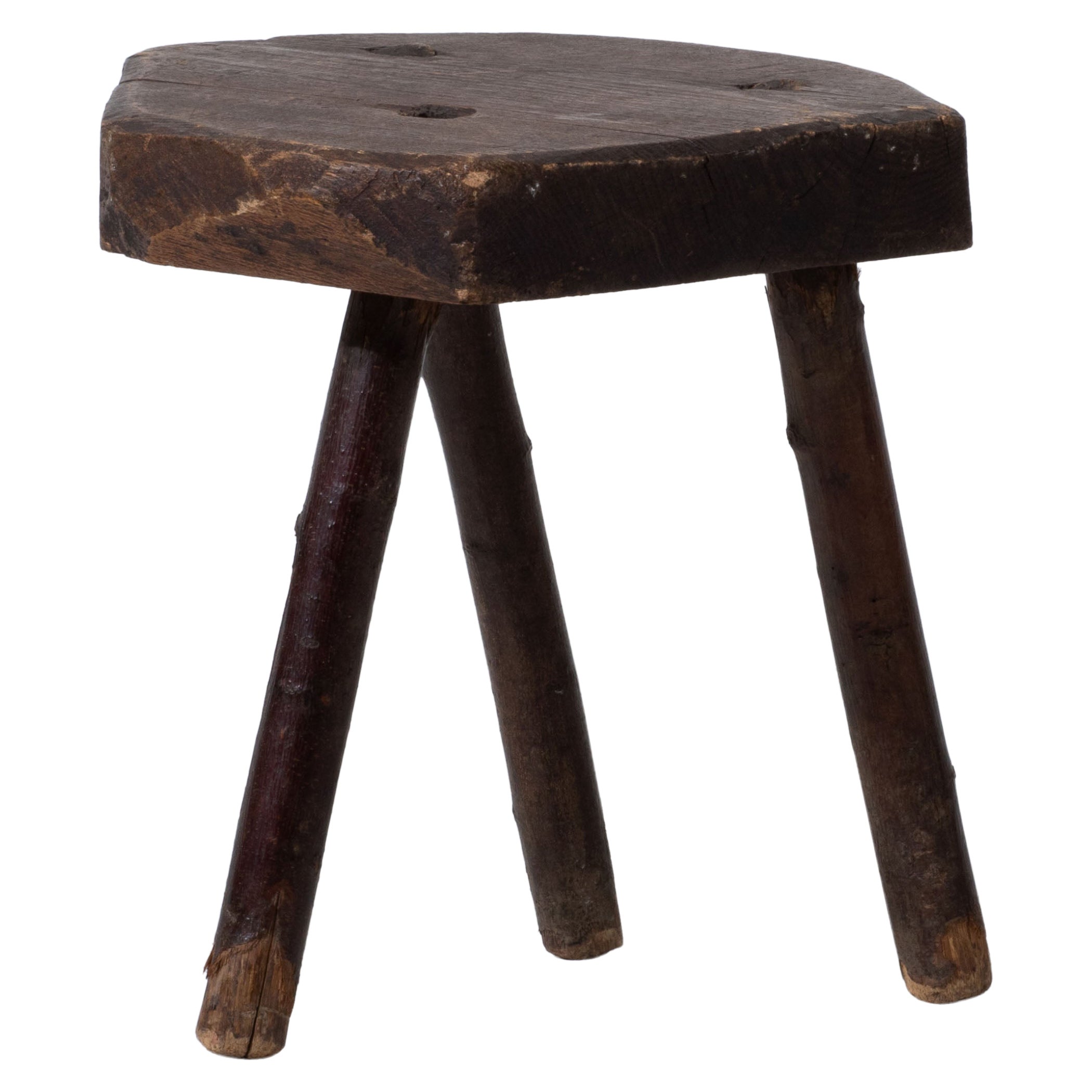 French Primitive Tripod Stool, 1950s For Sale
