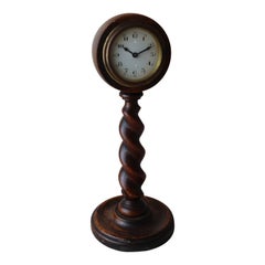 Antique Oak Barley Twist Table Clock, English, circa 1920