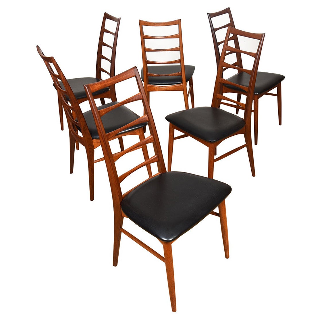 Ensemble de 6 chaises de salle à manger danoises modernes en teck Koefoeds Hornslet