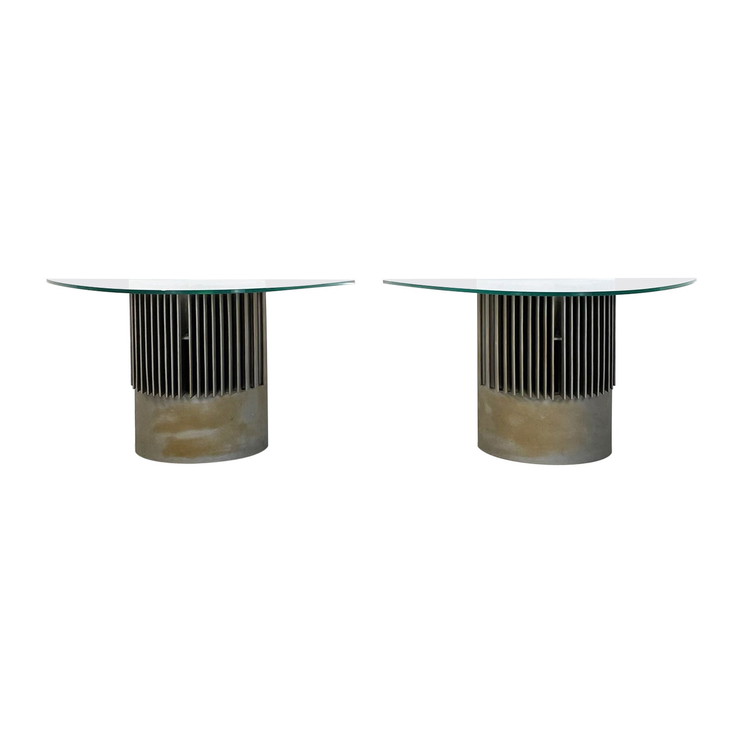 Italy modern  Glass and cast iron Consoles by Offredi for Saporiti, 1970s