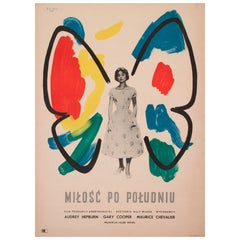 Vintage Love in the Afternoon 1957 Polish Film Movie Poster, Wojciech Fangor