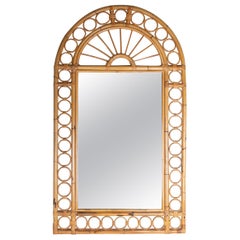 1970s Spanish Handmade Bamboo Wall Mirror