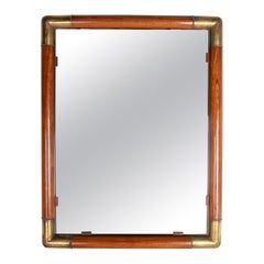 1970s Wooden Mirror with Brass Corners