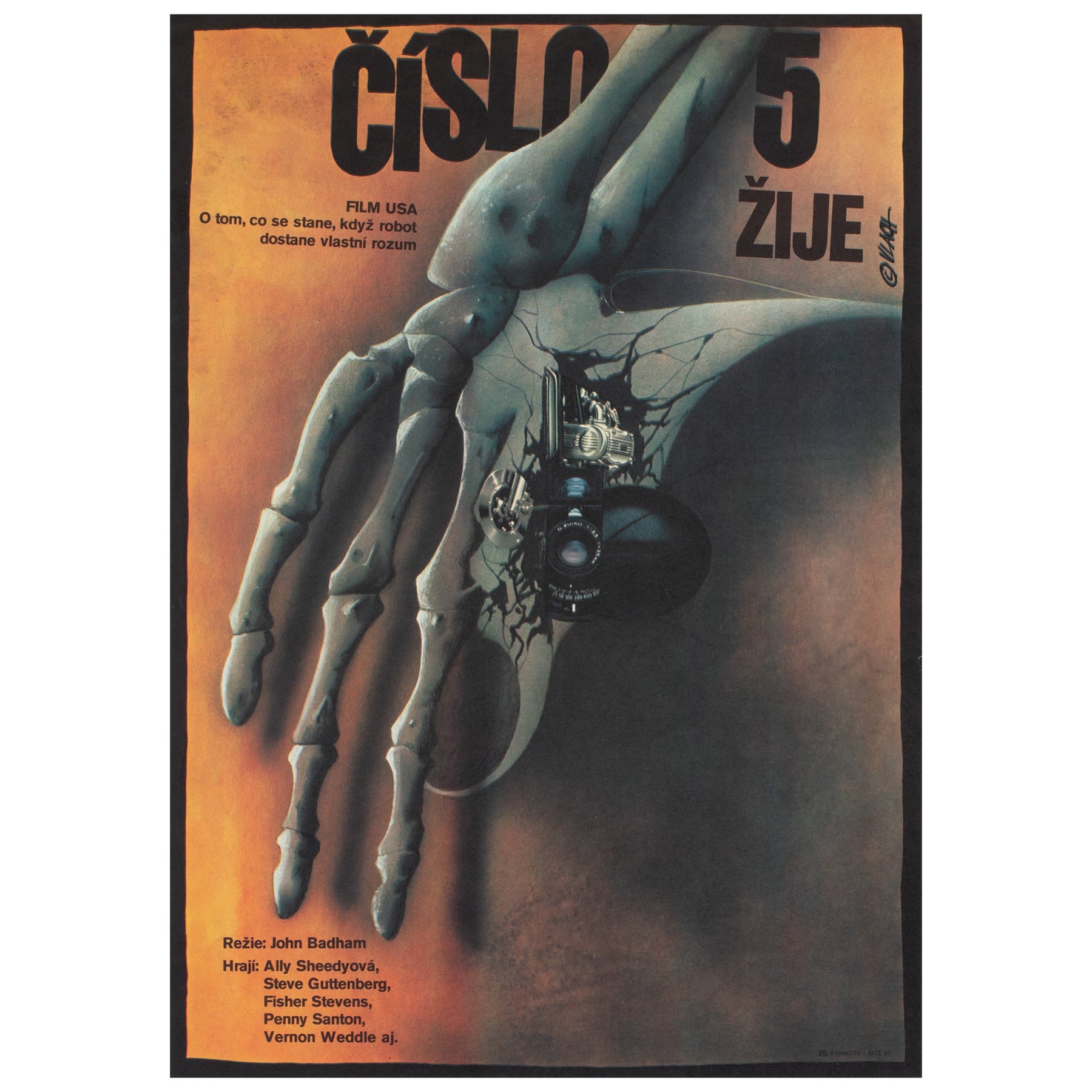 Short Circuit 1989 Czech A3 Film Poster, Zdenek Vlach