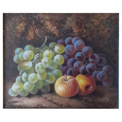 Antique Late 19th Century Oil on Canvas Painting Entitled "Still Life" by Oliver Clare