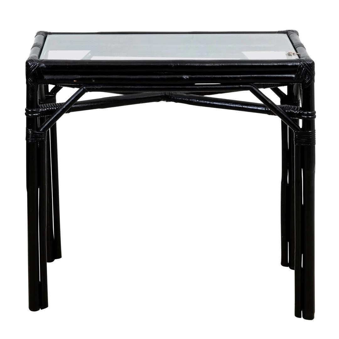 Bamboo Console Table with Glass Top