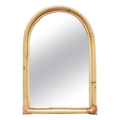 Miroir vintage en bambou et rotin de 54 cm x 36 cm