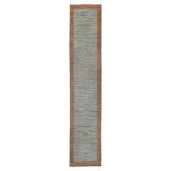 Tappeto Afghanistan Oushak Runner Circa 1990 - Lana Avorio Arancione Design - 95507