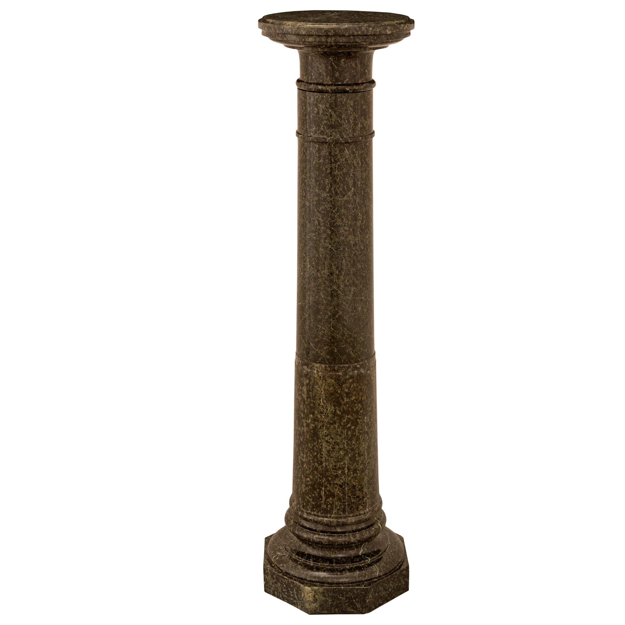Italian 19th Century Louis XVI St. Vert De Patricia Marble Pedestal Column For Sale