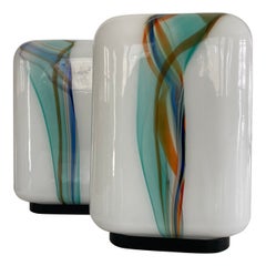 Retro Pair of Missoni Murano La Filigrana Glass Table Lamps Multicolor, 1960s