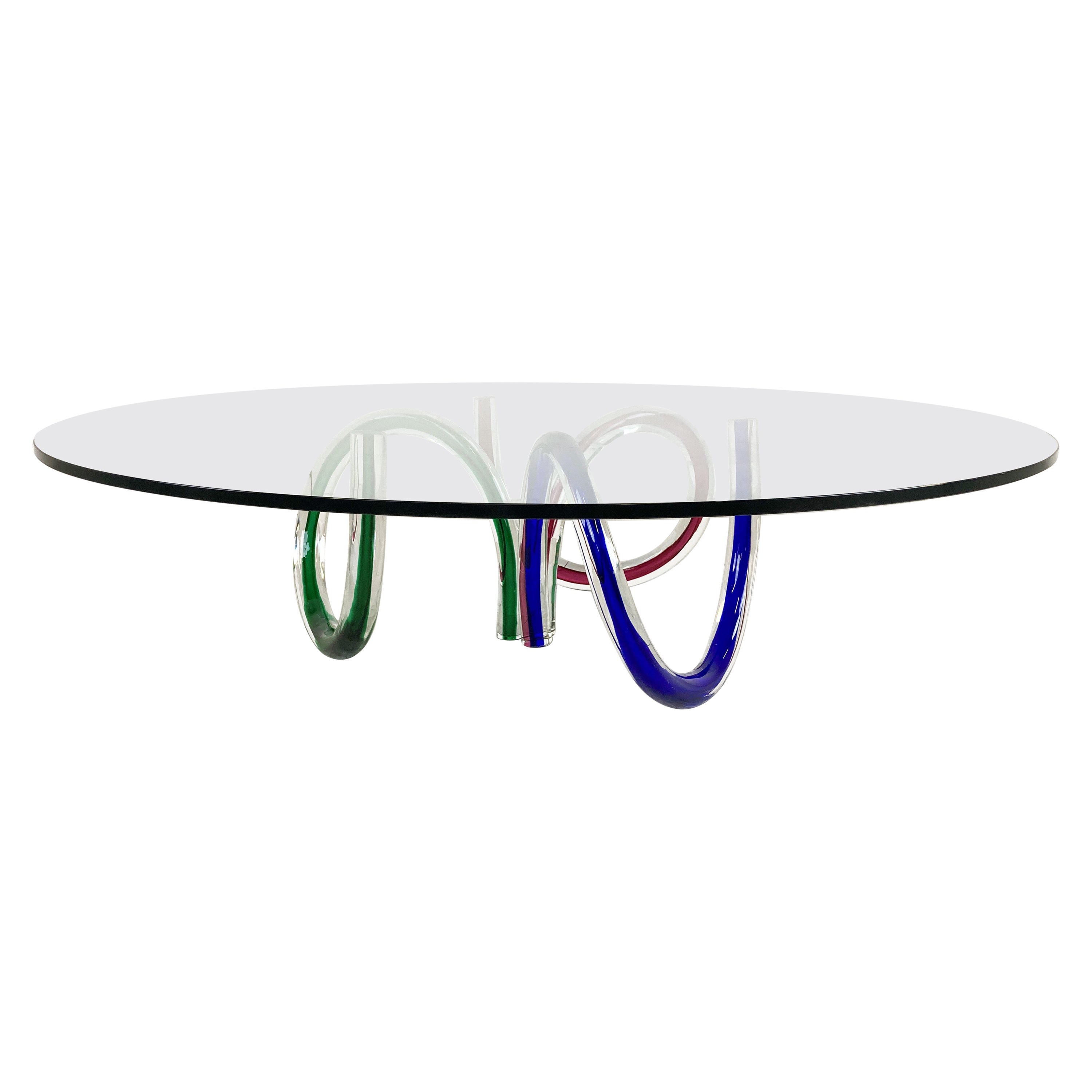 Murano Glass Coffee Table by Maurice Barilone, 1980s
