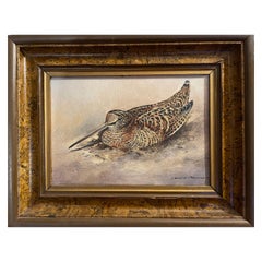 Peinture à l'huile sur toile du 20e siècle intitulée "Woodcock" par Colin Burns