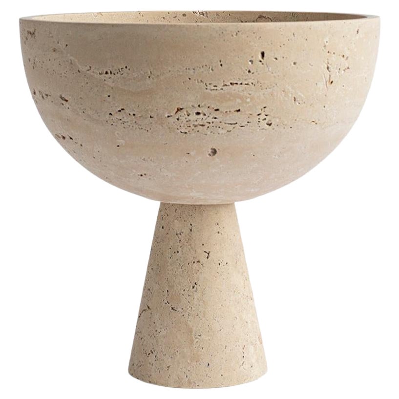 Travertine Pedestal Bowl Extra Large For Sale