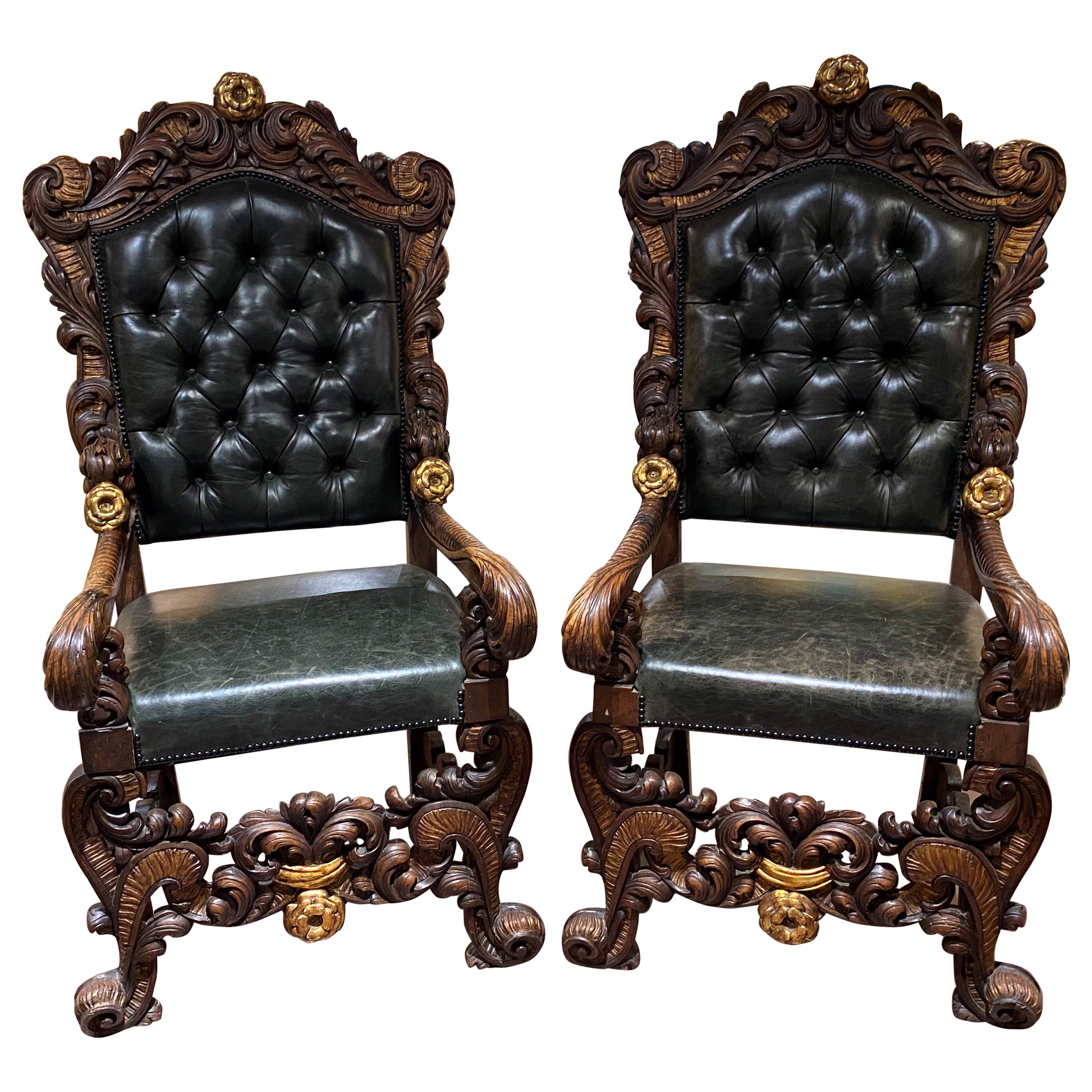 Pair of Italian Renaissance Walnut Dante Chairs at 1stDibs | dante ...