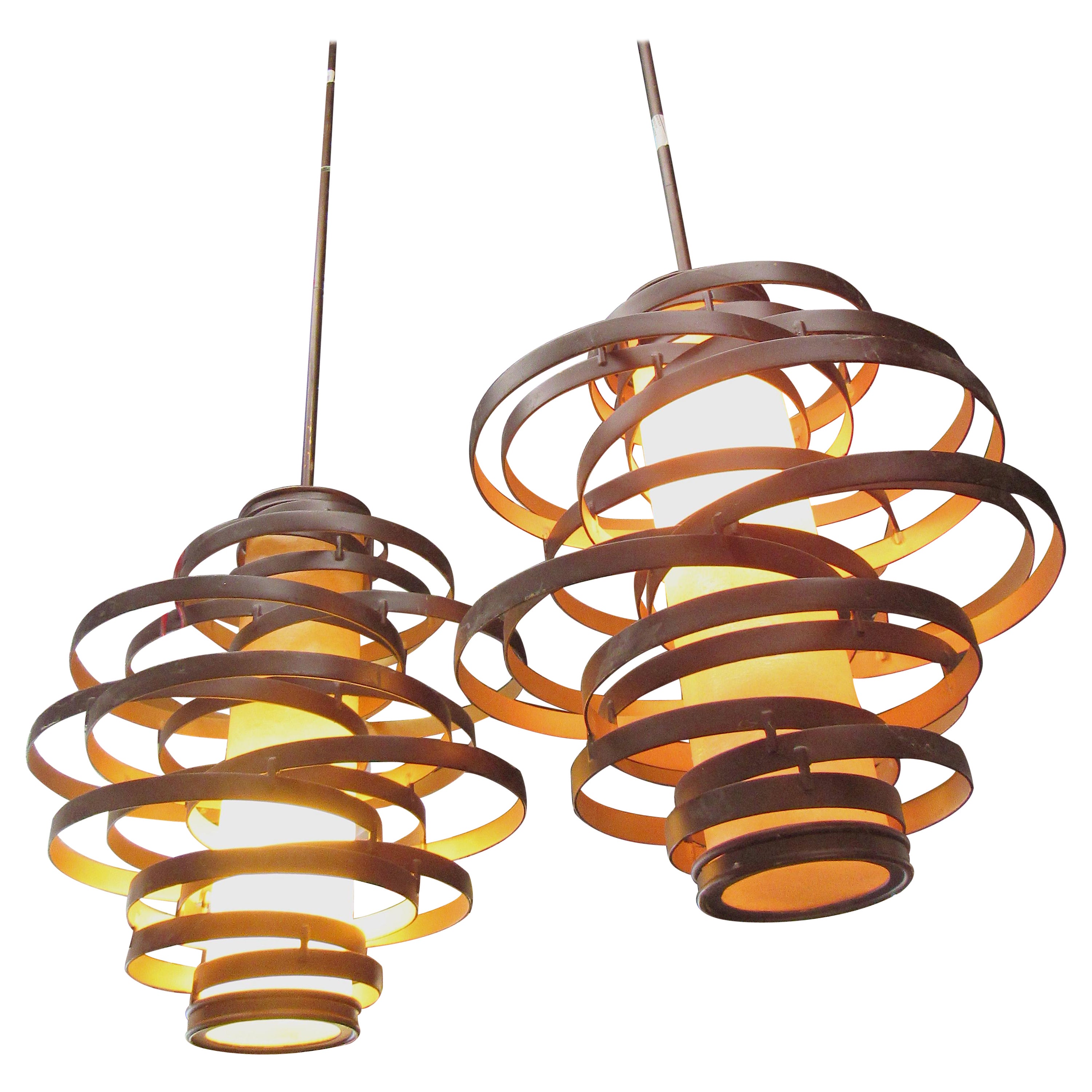 Pair of "Vertigo" Pendant Lamps by Corbett Lighting For Sale
