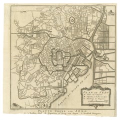 Antique Street Map of the City of Edo 'Modern Tokyo' in Japan