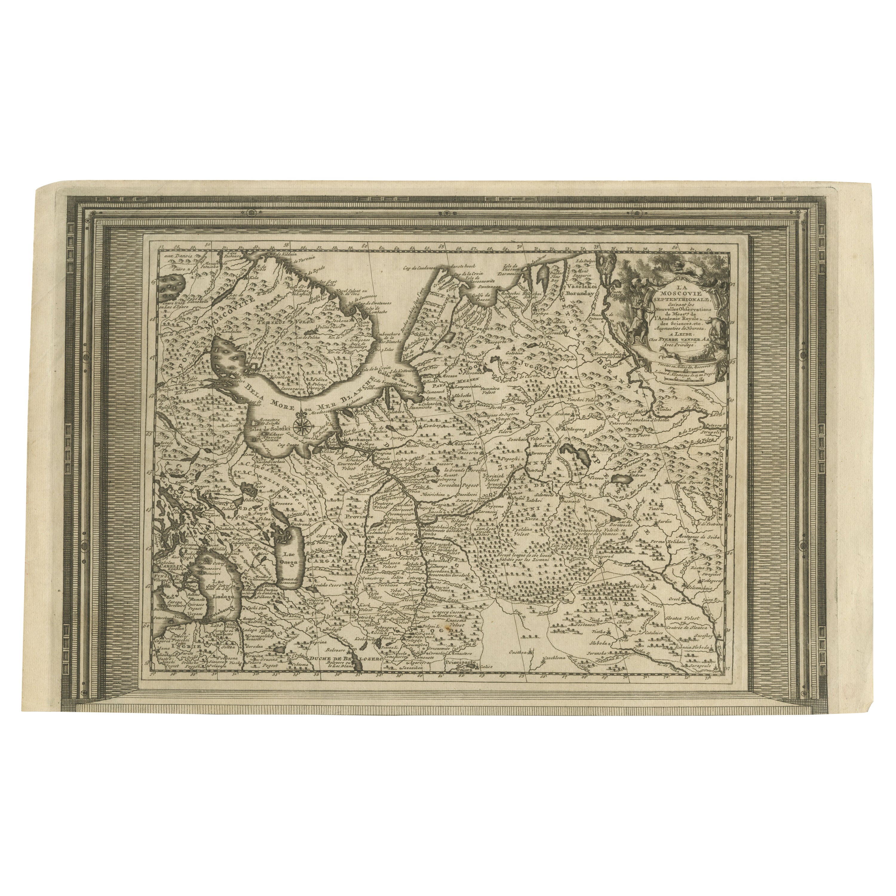 Antike Karte des europäischen Russlands mit Bilderrahmenbordüre im Angebot