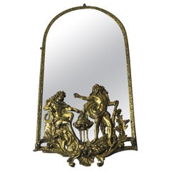 Vintage Victorian Hercules and Apollo Gilt Bronze Wall Mirror