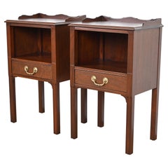 Kindel Furniture Georgian Carved Mahogany Nightstands, Newly Refinished