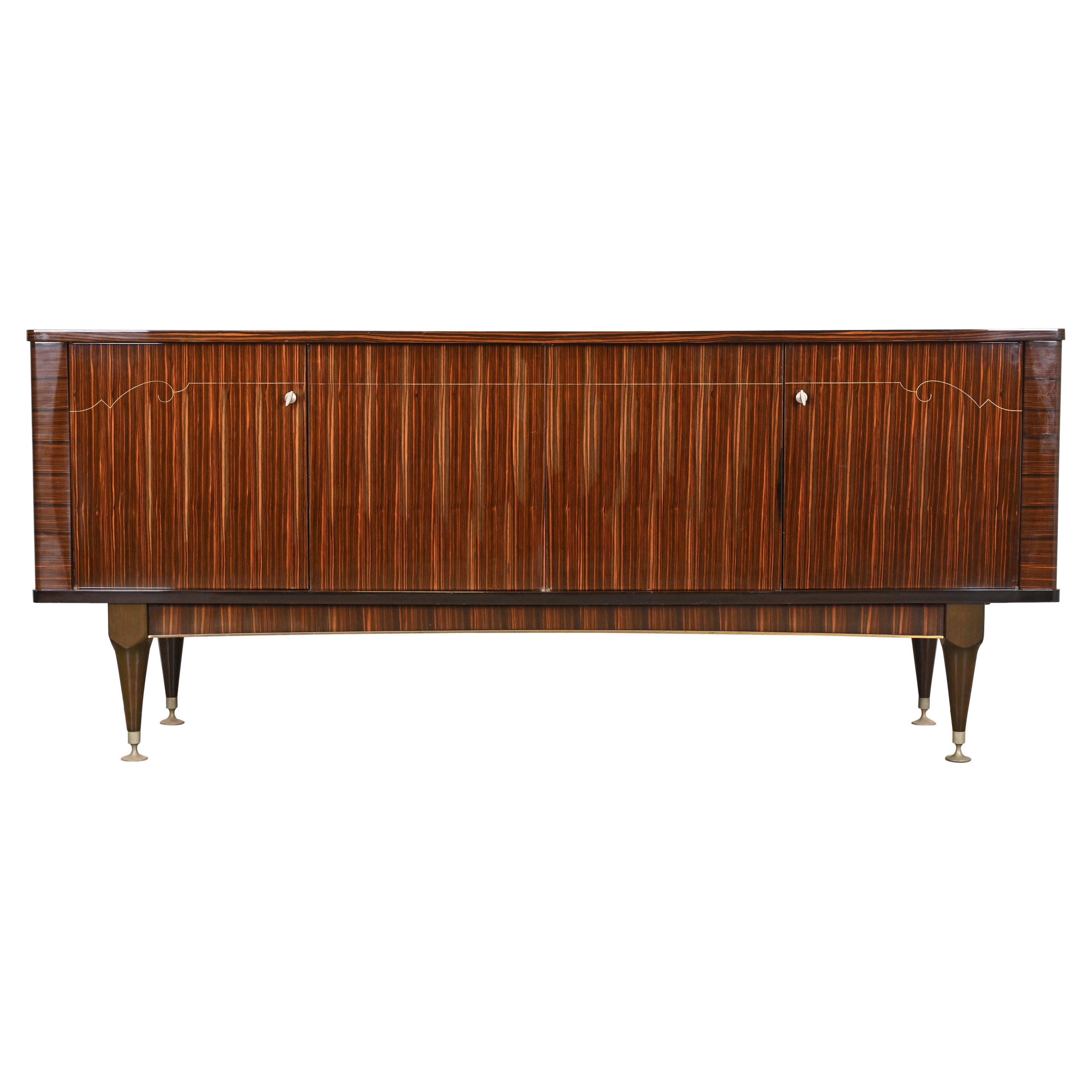 French Art Deco Macassar Ebony Sideboard or Bar Cabinet by N.F. Ameublement