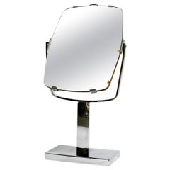 Vintage Large Pivotable 1950s Table Mirror with Chrome Metal Frame and Original Mirror