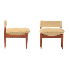 Vintage Danish Modern Pair of Kristian Vedel Style Lounge Chairs in Palomino Shearling