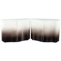 Pair of Modern Curved Chests in Ombre Finish