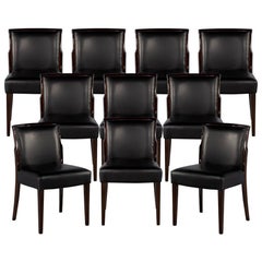 Set of 10 Art Deco Inspired Leather Dining Chairs