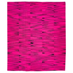 Contemporary Abstract Turkish Kilim Wool Rug In Pink & Black