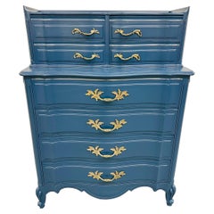 Vintage Karges French Provincial Navy Blue High Chest
