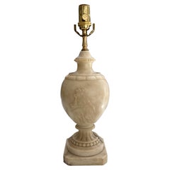Single Neoclassic Grecian Women Urn Alabaster Table Lamp