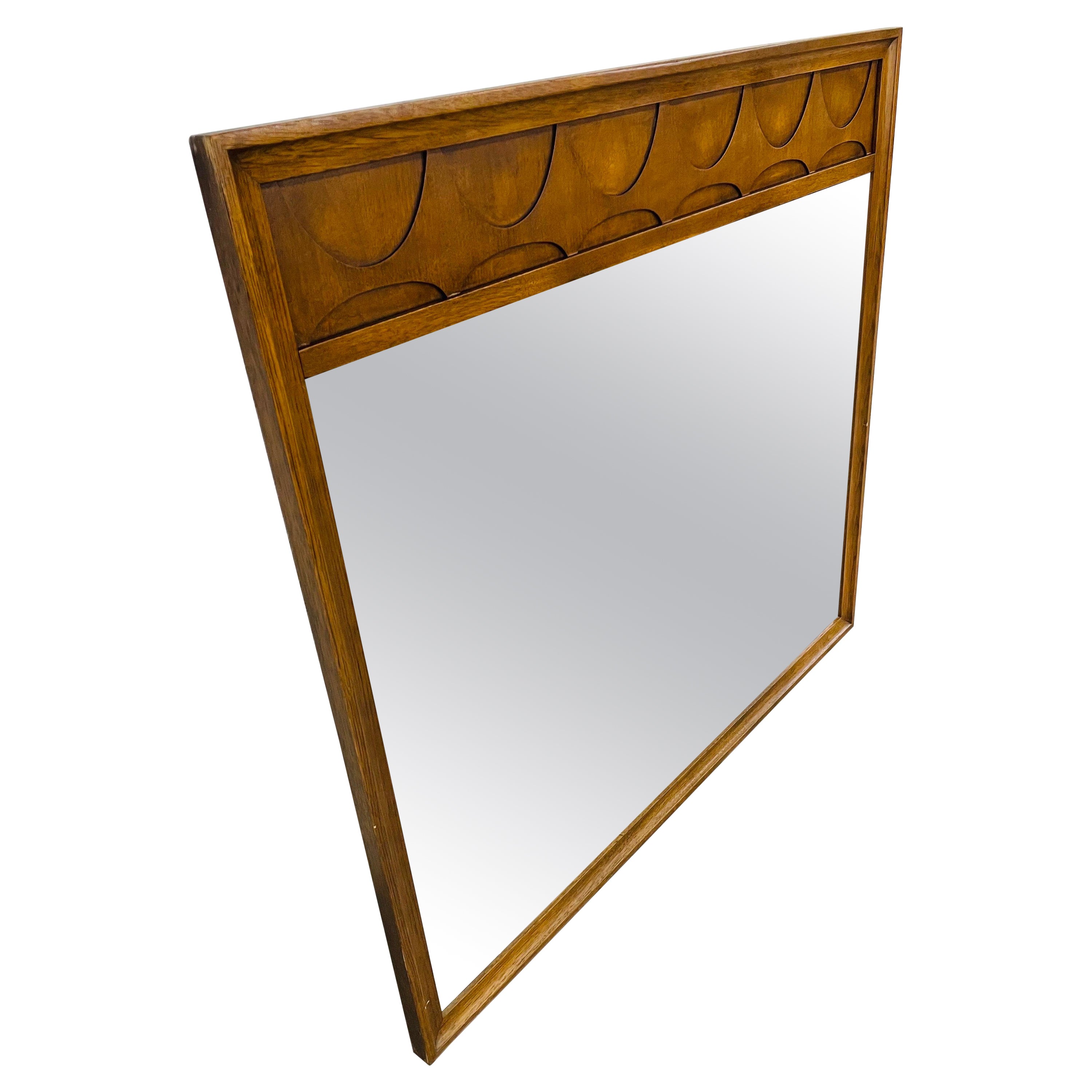 Pair of MidCentury Modern Sculpted Walnut Broyhill Brasilia Mirrors For Sale at 1stDibs