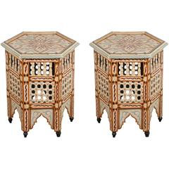 Pair of Moroccan Hand-Painted Tabourets