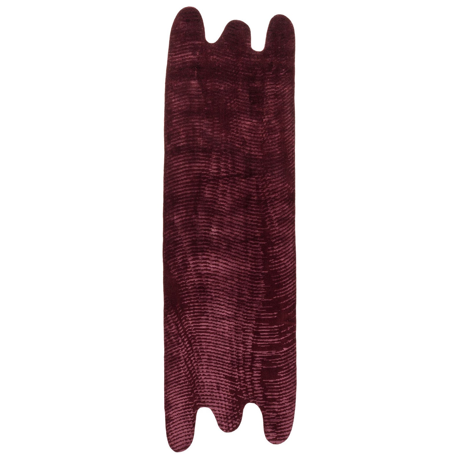 cc-tapis Moire' Collection Splash Burgundy Rug by by Objects of Common Interest For Sale