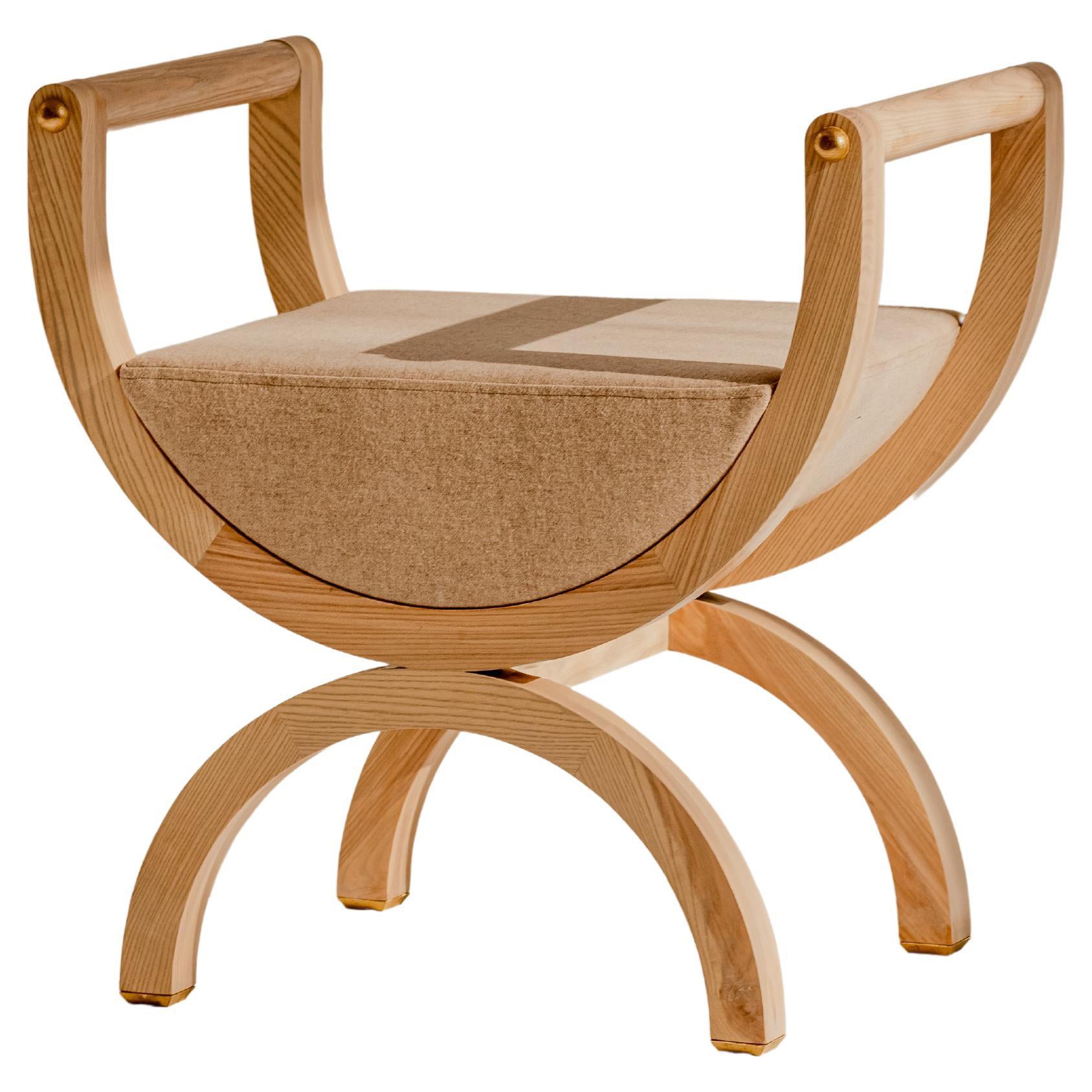 Square Drop Light Curule Chair by Nów For Sale