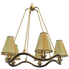 Art Deco Brass Yellow Vintage Chandelier or Pendant Hugo Gorge Austria, 1930s