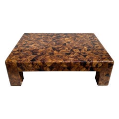 Table basse en forme de coquille de stylo tessellée Karl Springer