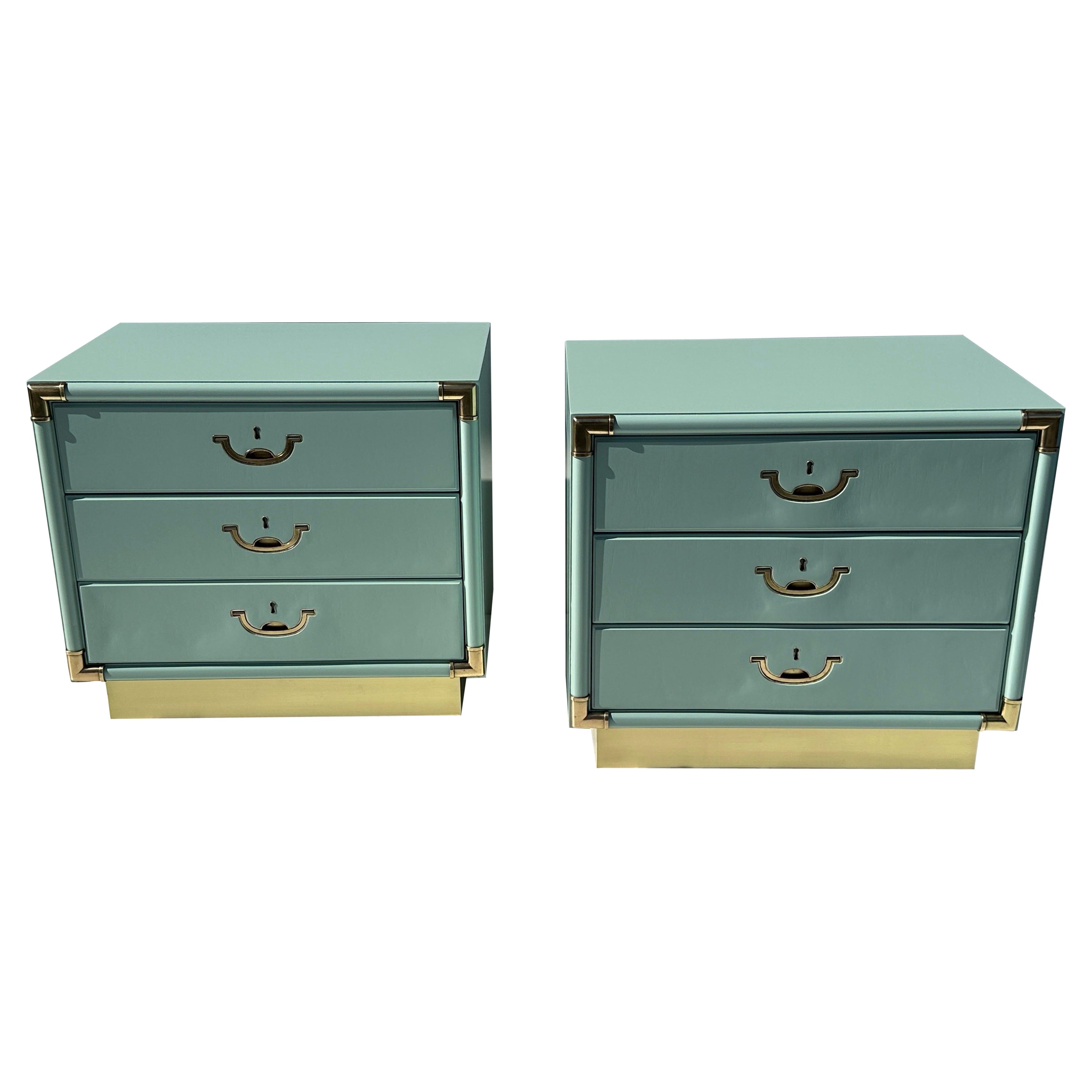 Pair of Drexel Turquoise Nightstands  For Sale