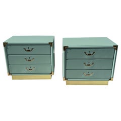 Used Pair of Drexel Turquoise Nightstands 