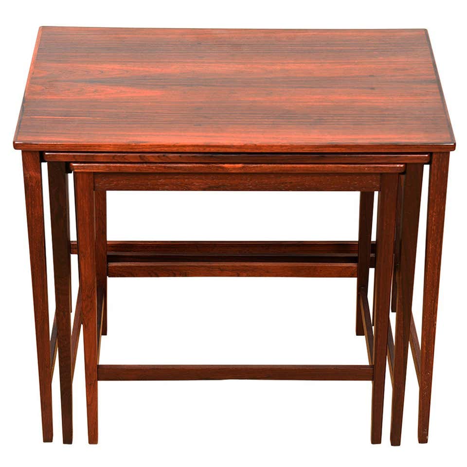 Chic Set of Danish Mid-Century Modern Triangular Nesting Tables at 1stDibs